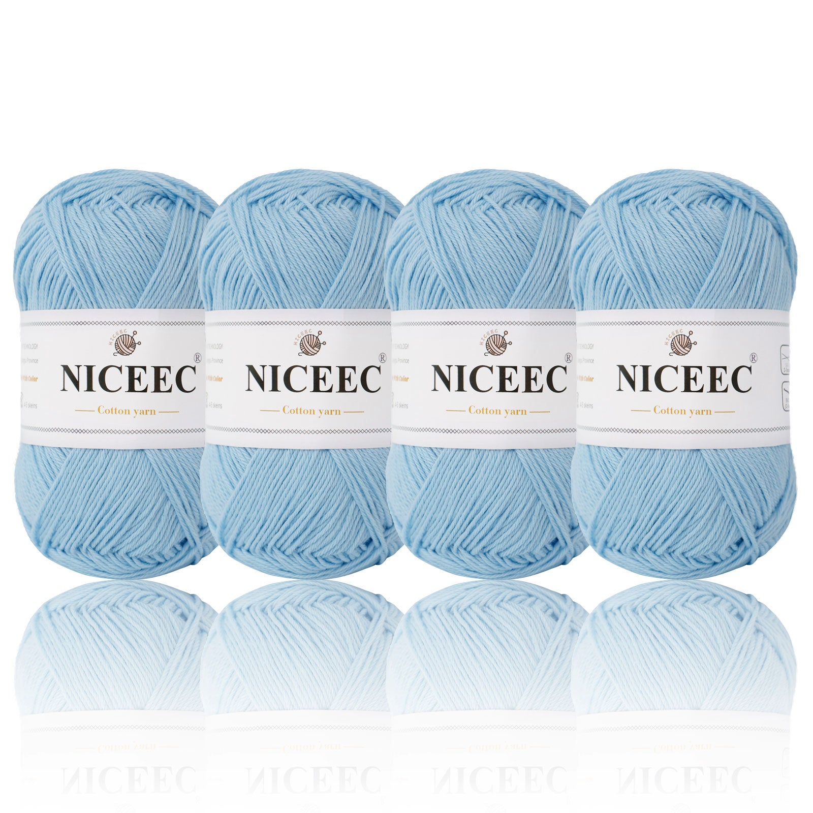 NICEEC 4 Skeins Soft Baby Yarn 100% Cotton Yarn for Crochet Knitting 4 Ply Yarn Blanket Yarn for DIY Craft Fingering Weight Yarn Total Length 4×175yds/4×50g
