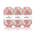 NICEEC 3 Skeins Soft Cotton Yarn 5ply Baby Cotton Yarn for Knitting Crochet Baby Weight Yarn Cotton Blend Yarn Total Length 3×220m(3×240 yds,100g×3)