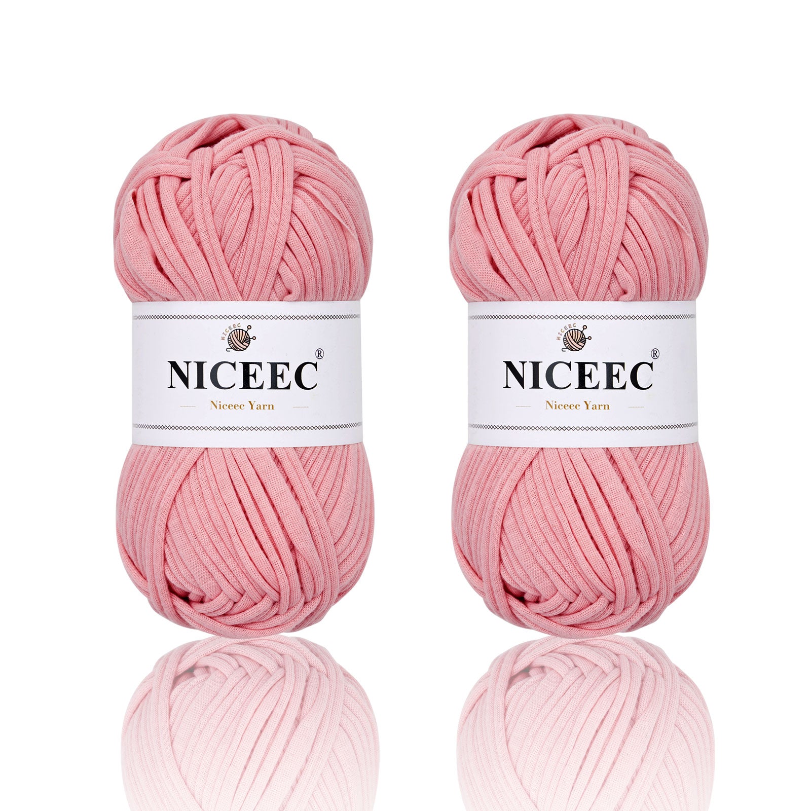 NICEEC 2 Skeins Soft T-Shirt Yarn for Crochet & Knitting -Easy Crocehted Solid Color Fabric Cloth Yarn for Handmade DIY Crafts - Bag, Basket, Cushion