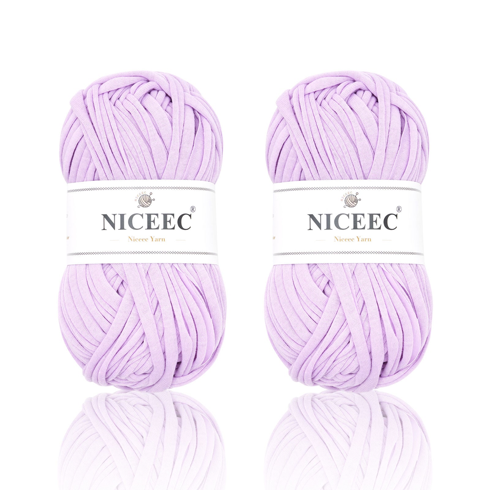 NICEEC 2 Skeins Soft T-Shirt Yarn for Crochet & Knitting -Easy Crocehted Solid Color Fabric Cloth Yarn for Handmade DIY Crafts - Bag, Basket, Cushion