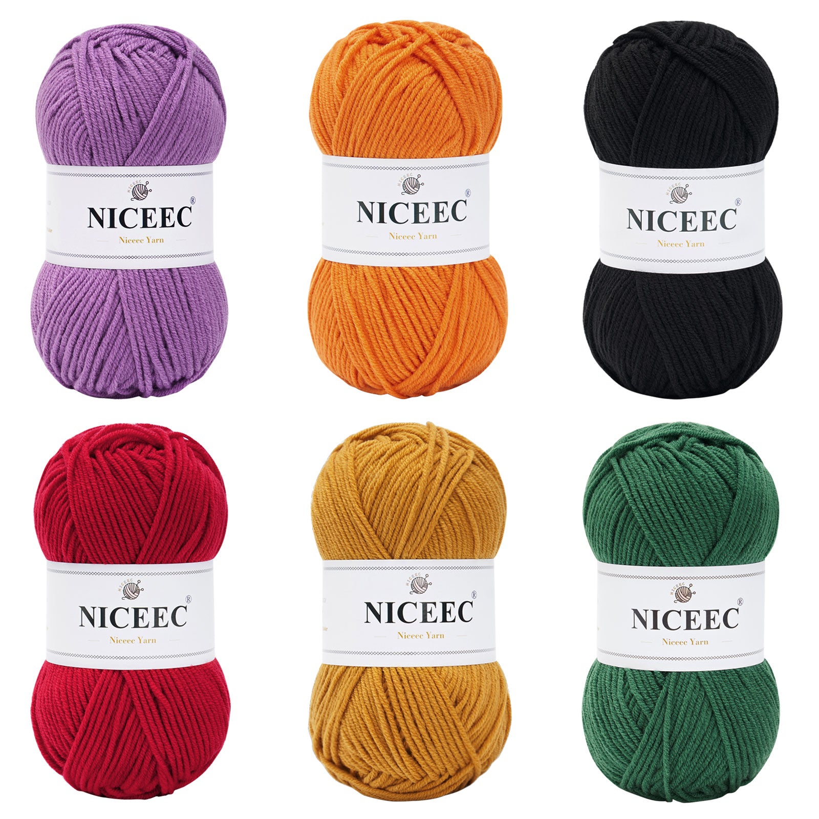 NICEEC 300g Soft Assorted Colors Yarn - Sport Weight,100% Acrylic, 4 Ply, Bonbons Yarn for Crochet & Knit, DIY Project Starter Kit for Kids or Adults(Total 870yds)