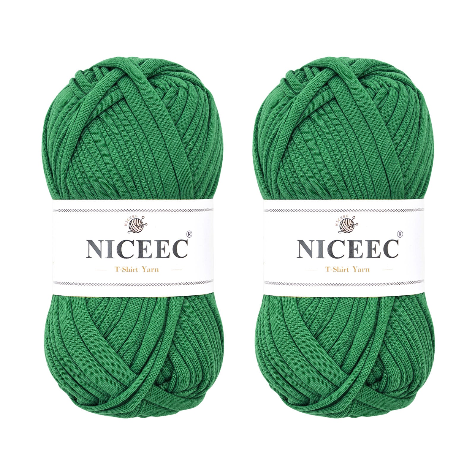 NICEEC 2 Skeins Soft T-Shirt Yarn for Crochet & Knitting -Easy Crocehted Solid Color Fabric Cloth Yarn for Handmade DIY Crafts - Bag, Basket, Cushion