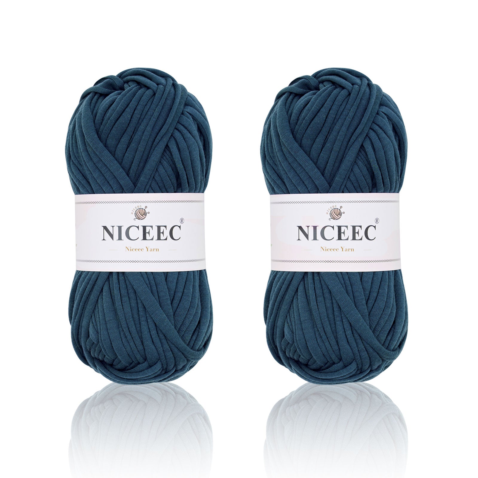 NICEEC 2 Skeins Soft T-Shirt Yarn for Crochet & Knitting -Easy Crocehted Solid Color Fabric Cloth Yarn for Handmade DIY Crafts - Bag, Basket, Cushion