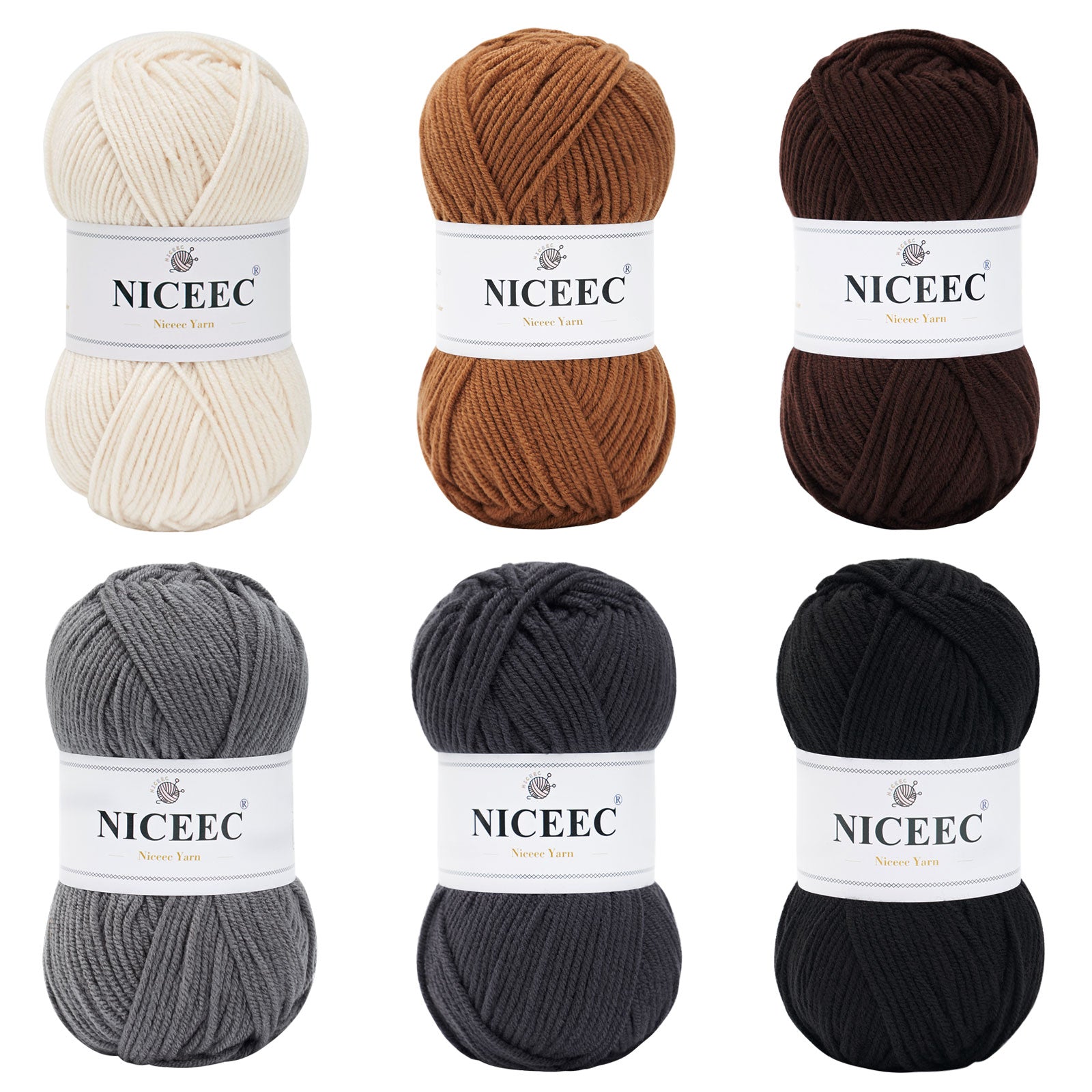 NICEEC 300g Soft Assorted Colors Yarn - Sport Weight,100% Acrylic, 4 Ply, Bonbons Yarn for Crochet & Knit, DIY Project Starter Kit for Kids or Adults(Total 870yds)