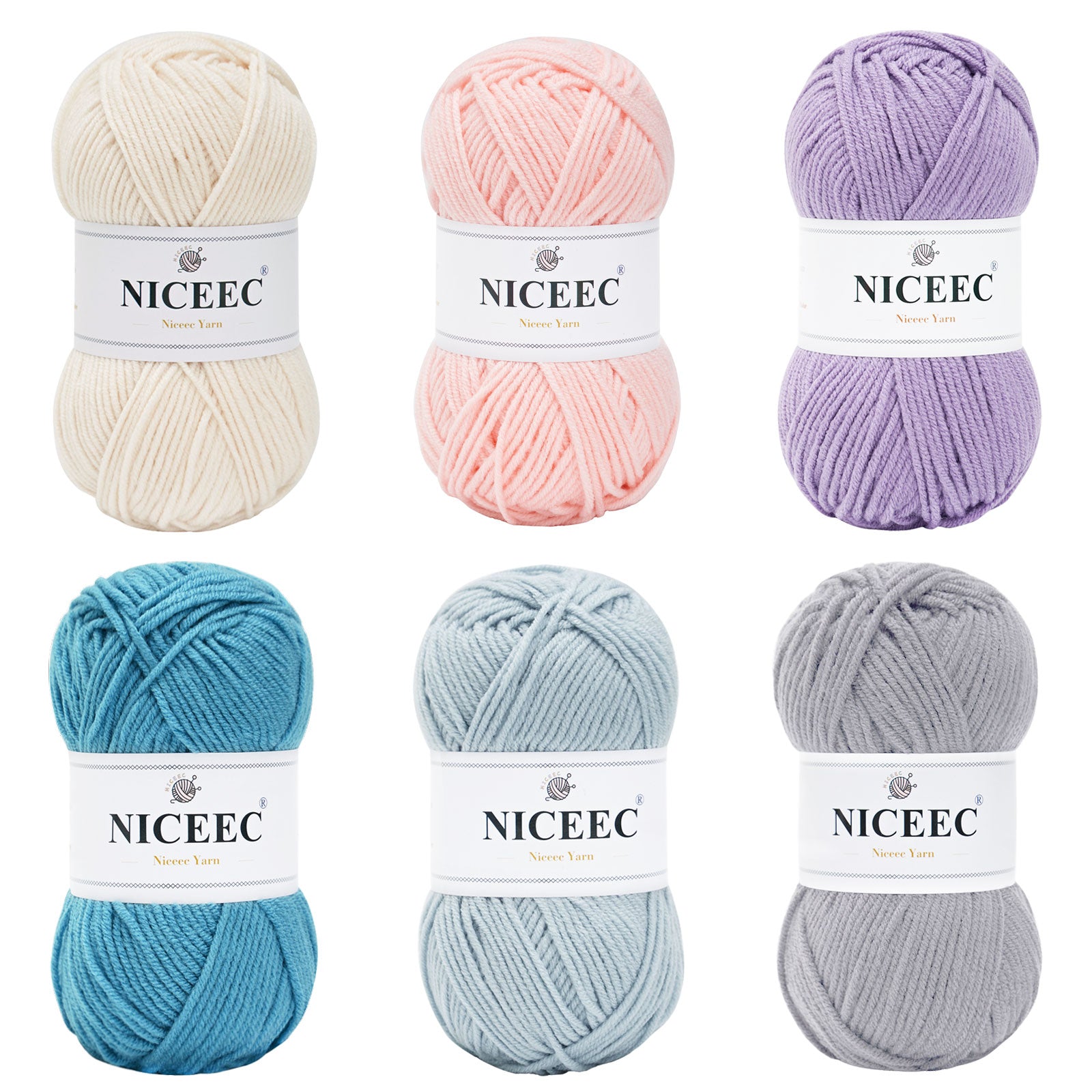 NICEEC 300g Soft Assorted Colors Yarn - Sport Weight,100% Acrylic, 4 Ply, Bonbons Yarn for Crochet & Knit, DIY Project Starter Kit for Kids or Adults(Total 870yds)