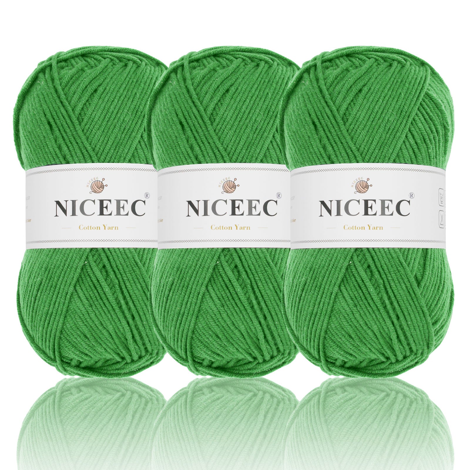 NICEEC 3 Skeins Soft Cotton Yarn 5ply Baby Cotton Yarn for Knitting Crochet Baby Weight Yarn Cotton Blend Yarn Total Length 3×220m(3×240 yds,100g×3)