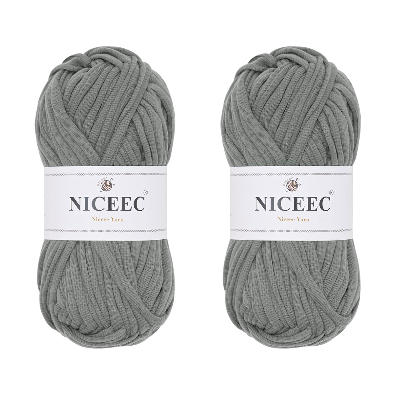 NICEEC 2 Skeins Soft T-Shirt Yarn for Crochet & Knitting -Easy Crocehted Solid Color Fabric Cloth Yarn for Handmade DIY Crafts - Bag, Basket, Cushion