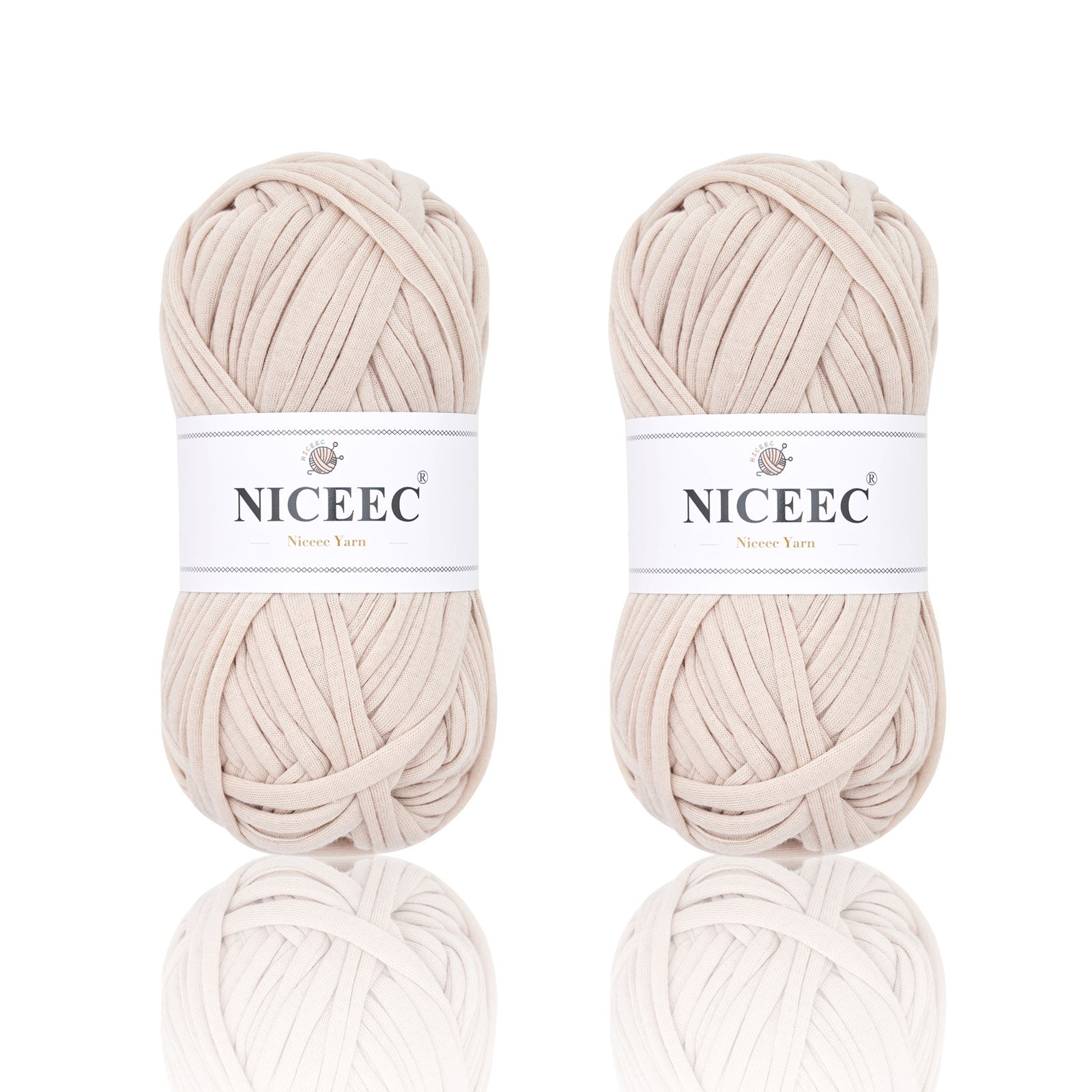 NICEEC 2 Skeins Soft T-Shirt Yarn for Crochet & Knitting -Easy Crocehted Solid Color Fabric Cloth Yarn for Handmade DIY Crafts - Bag, Basket, Cushion