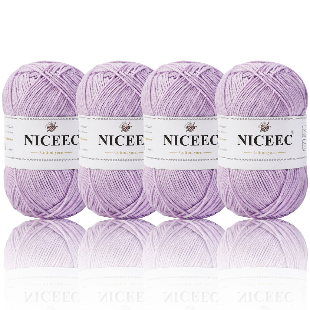 NICEEC - 4 madejas de hilo suave para bebé, 100 % algodón, para crochet, 4 capas, para mantas, manualidades, grosor de hilo, longitud total: 4 x 175 yardas/4 x 50 g 