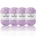 NICEEC - 4 madejas de hilo suave para bebé, 100 % algodón, para crochet, 4 capas, para mantas, manualidades, grosor de hilo, longitud total: 4 x 175 yardas/4 x 50 g 