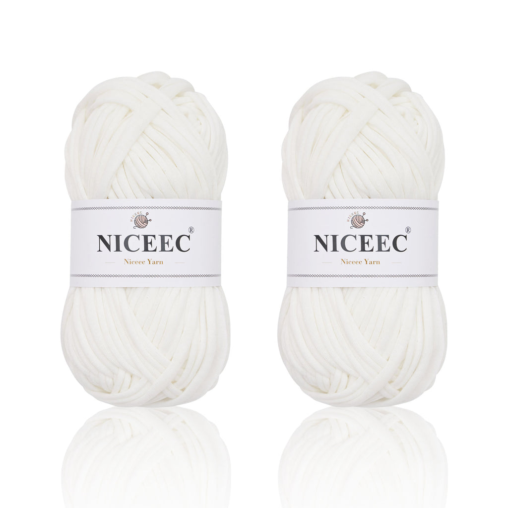 NICEEC 2 Skeins Soft T-Shirt Yarn for Crochet & Knitting -Easy Crocehted Solid Color Fabric Cloth Yarn for Handmade DIY Crafts - Bag, Basket, Cushion