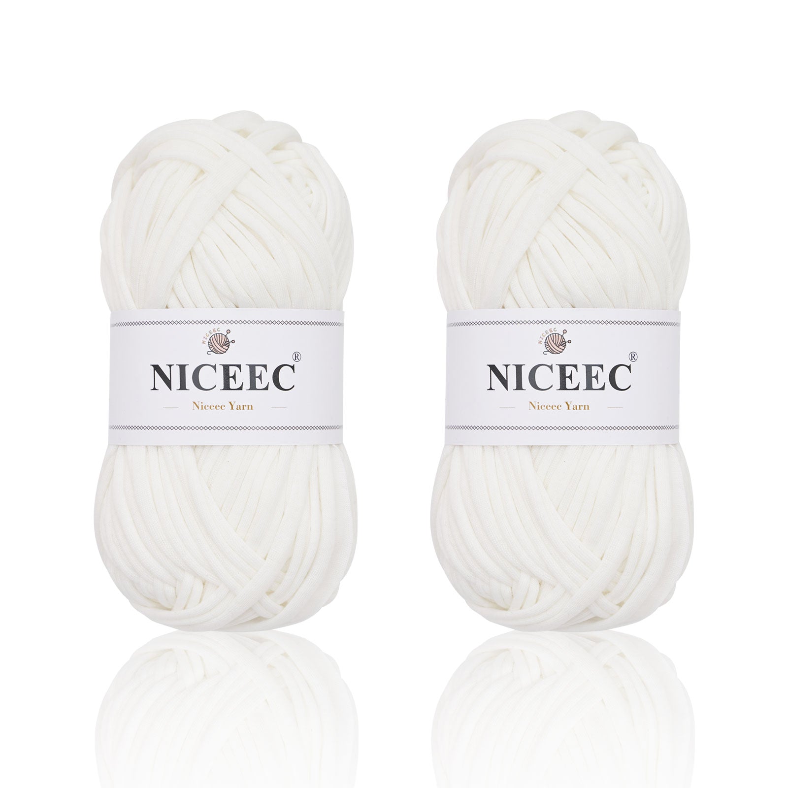 NICEEC 2 Skeins Soft T-Shirt Yarn for Crochet & Knitting -Easy Crocehted Solid Color Fabric Cloth Yarn for Handmade DIY Crafts - Bag, Basket, Cushion