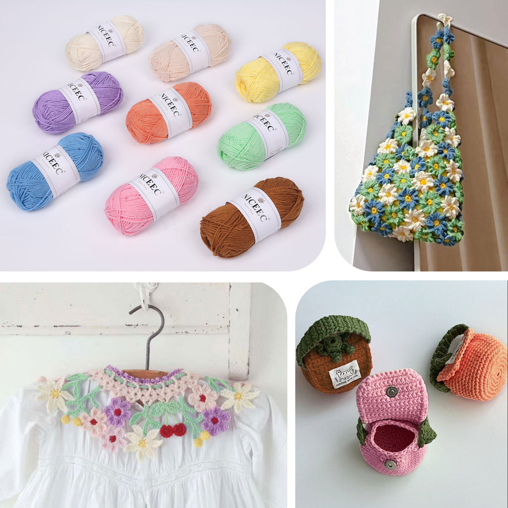 NICEEC Soft Baby Cotton Yarn, DK Weight, DIY Craft Blanket Yarn for Crochet & Knitting