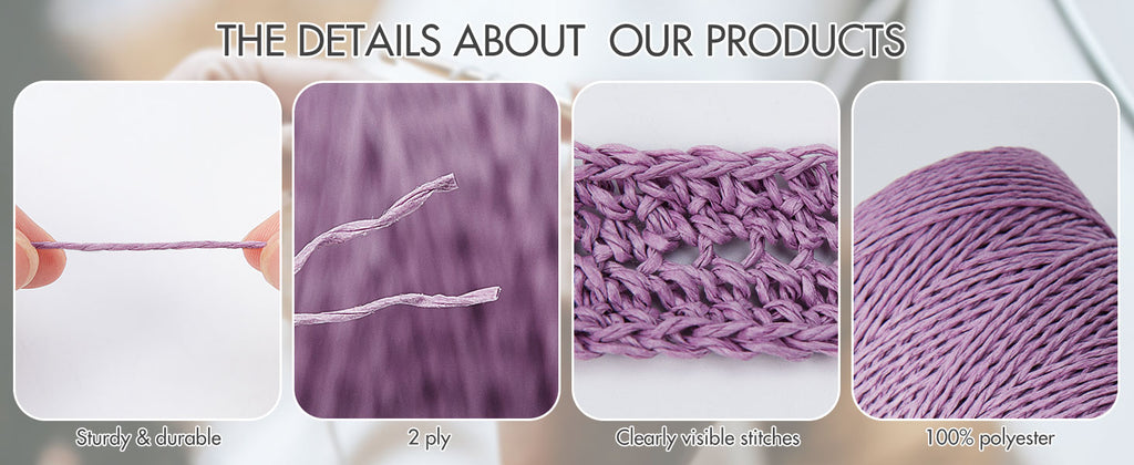 NICEEC 1 Skein Paper Yarn for Crocheting -Easy Croceht, Raffia Yarn for Sun Hat & DIY Home Decor - 5.3oz/262yds