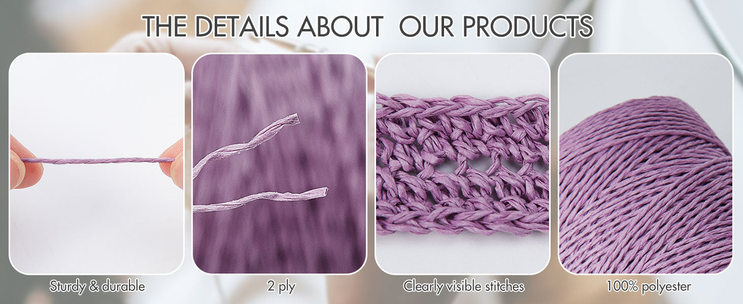 NICEEC 1 Skein Paper Yarn for Crocheting -Easy Croceht, Raffia Yarn for Sun Hat & DIY Home Decor - 5.3oz/262yds