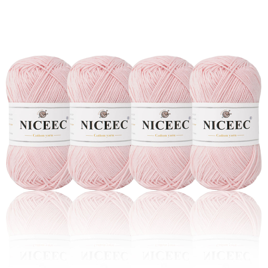 NICEEC - 4 madejas de hilo suave para bebé, 100 % algodón, para crochet, 4 capas, para mantas, manualidades, grosor de hilo, longitud total: 4 x 175 yardas/4 x 50 g 