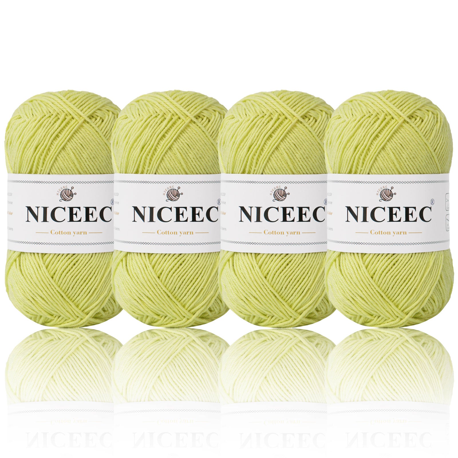 NICEEC 4 Skeins Soft Baby Yarn 100% Cotton Yarn for Crochet Knitting 4 Ply Yarn Blanket Yarn for DIY Craft Fingering Weight Yarn Total Length 4×175yds/4×50g