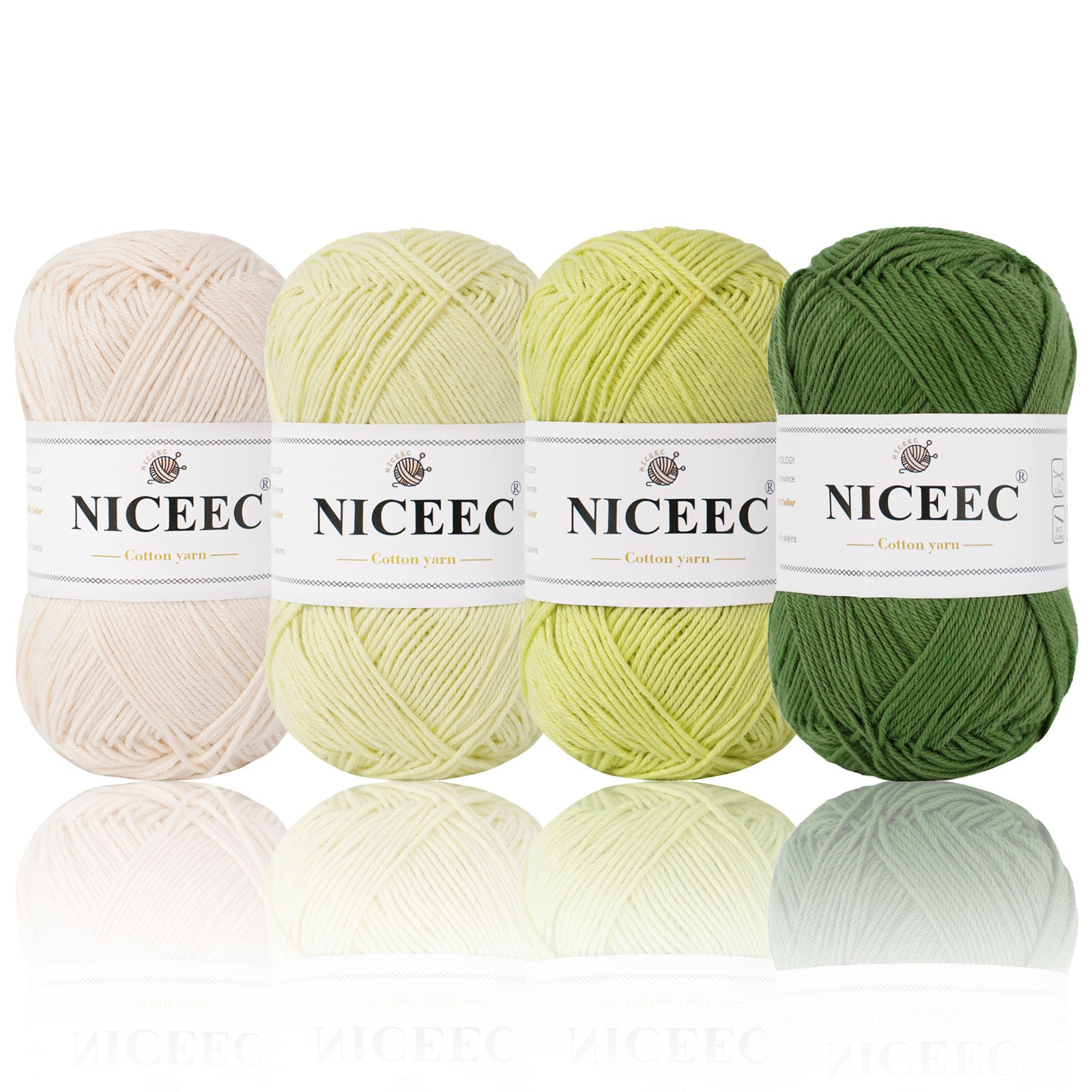 NICEEC 4 Skeins Soft Baby Yarn 100% Cotton Yarn for Crochet Knitting 4 Ply Yarn Blanket Yarn for DIY Craft Fingering Weight Yarn Total Length 4×175yds/4×50g