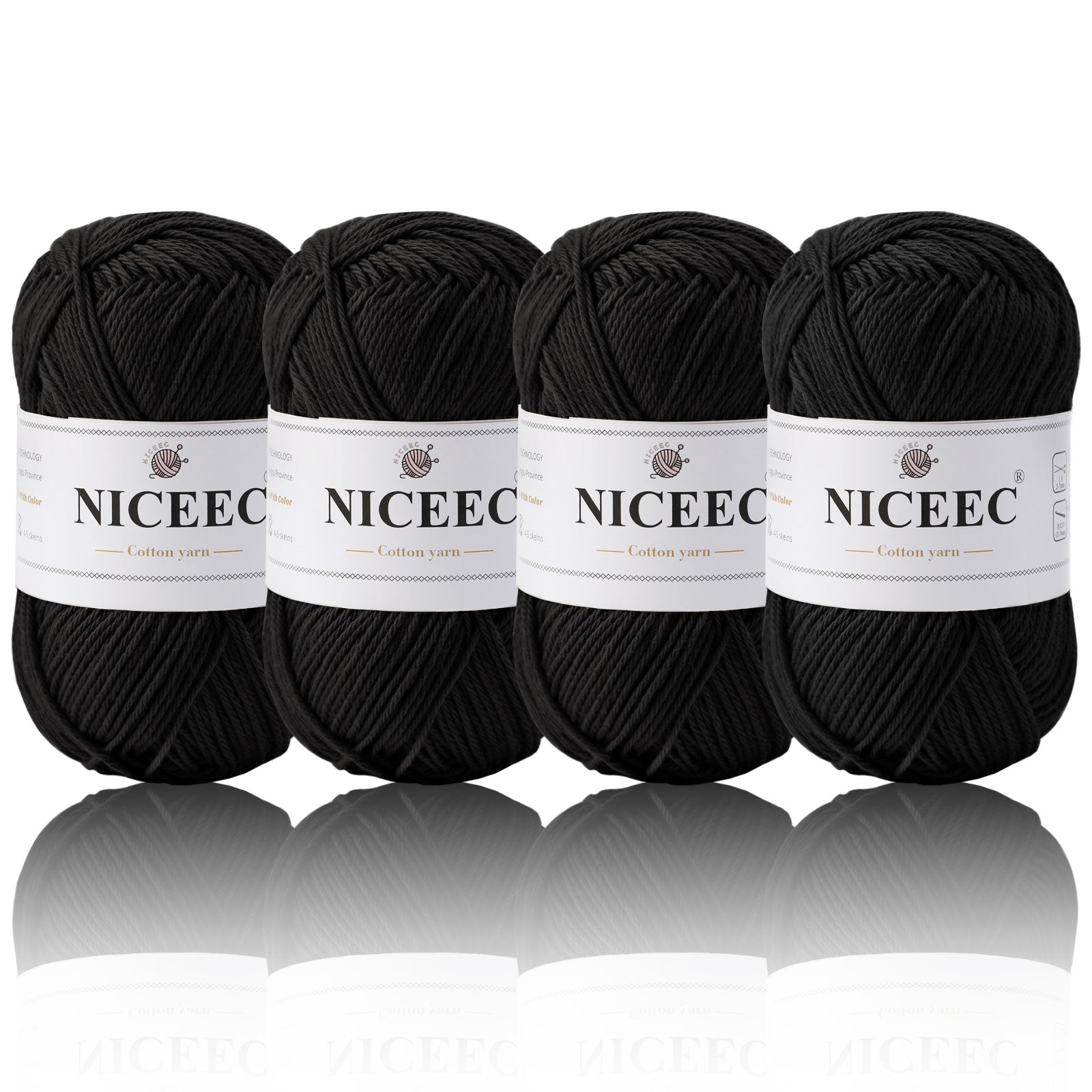 NICEEC 4 Skeins Soft Baby Yarn 100% Cotton Yarn for Crochet Knitting 4 Ply Yarn Blanket Yarn for DIY Craft Fingering Weight Yarn Total Length 4×175yds/4×50g