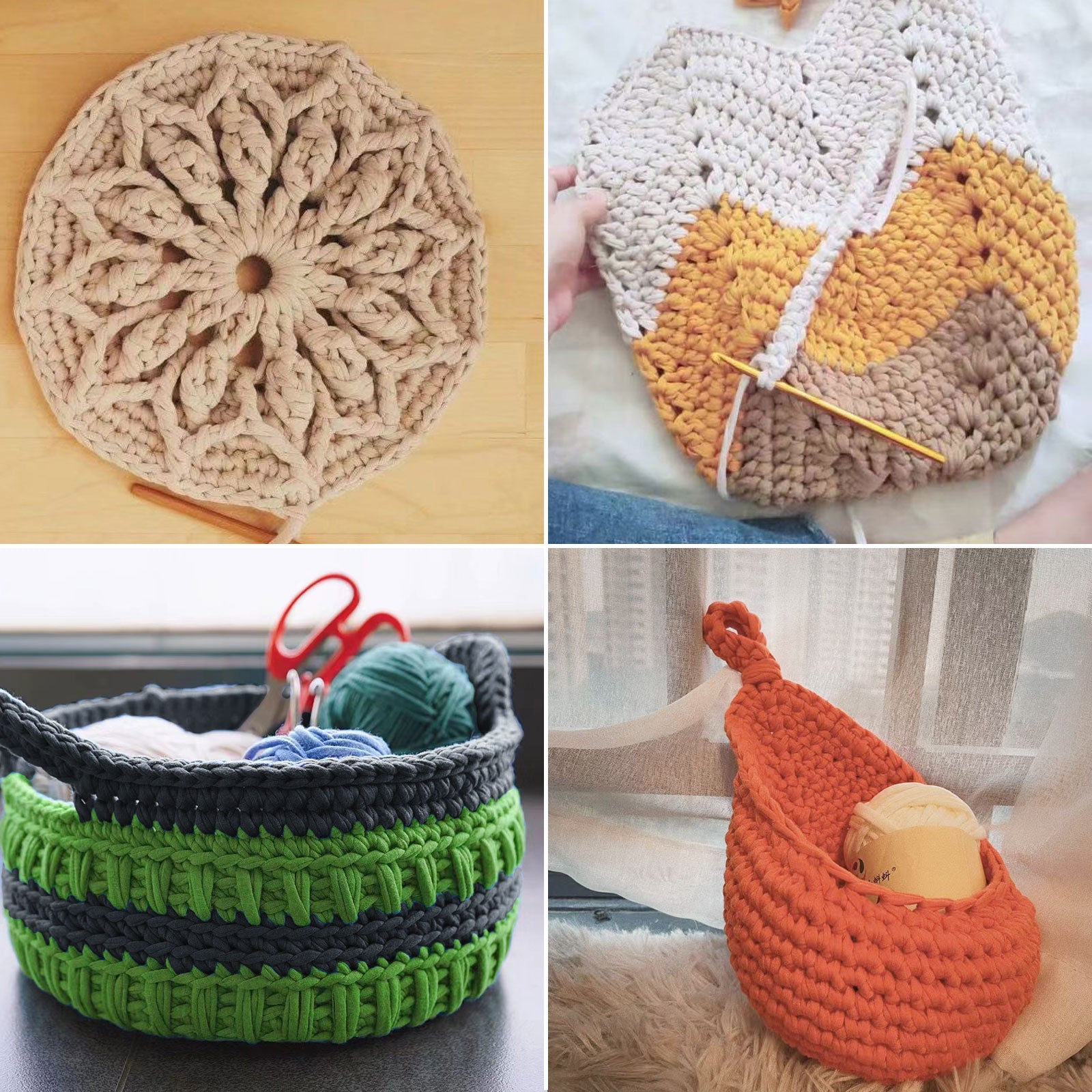 NICEEC 2 Skeins Soft T-Shirt Yarn for Crochet & Knitting -Easy Crocehted Solid Color Fabric Cloth Yarn for Handmade DIY Crafts - Bag, Basket, Cushion