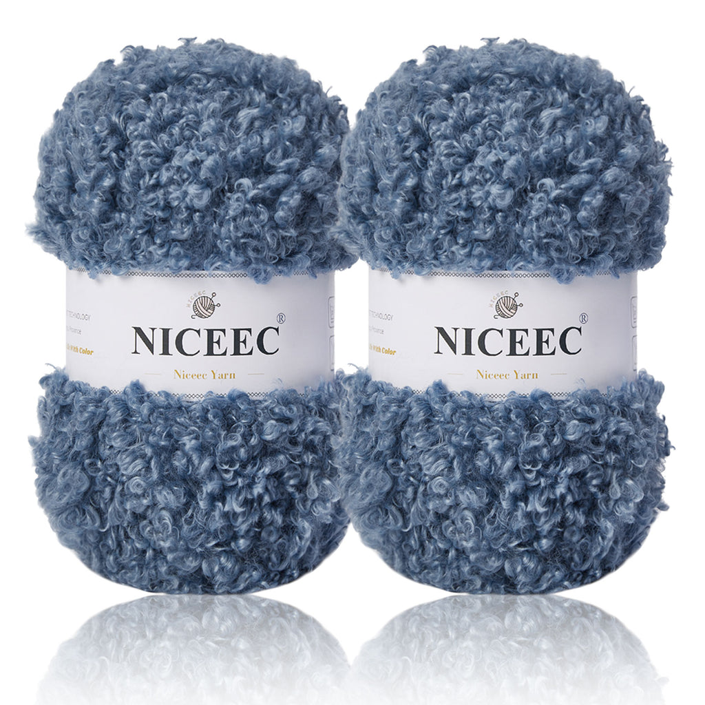 NICEEC 2 Skeins Teddy Fur Yarn Super Soft Yarn Chunky Fluffy Faux Fur Yarn Fuzzy Yarn Eyelash Yarn for Crochet Knit -Total Length 2×50m(2×55yds,3.53oz×2)