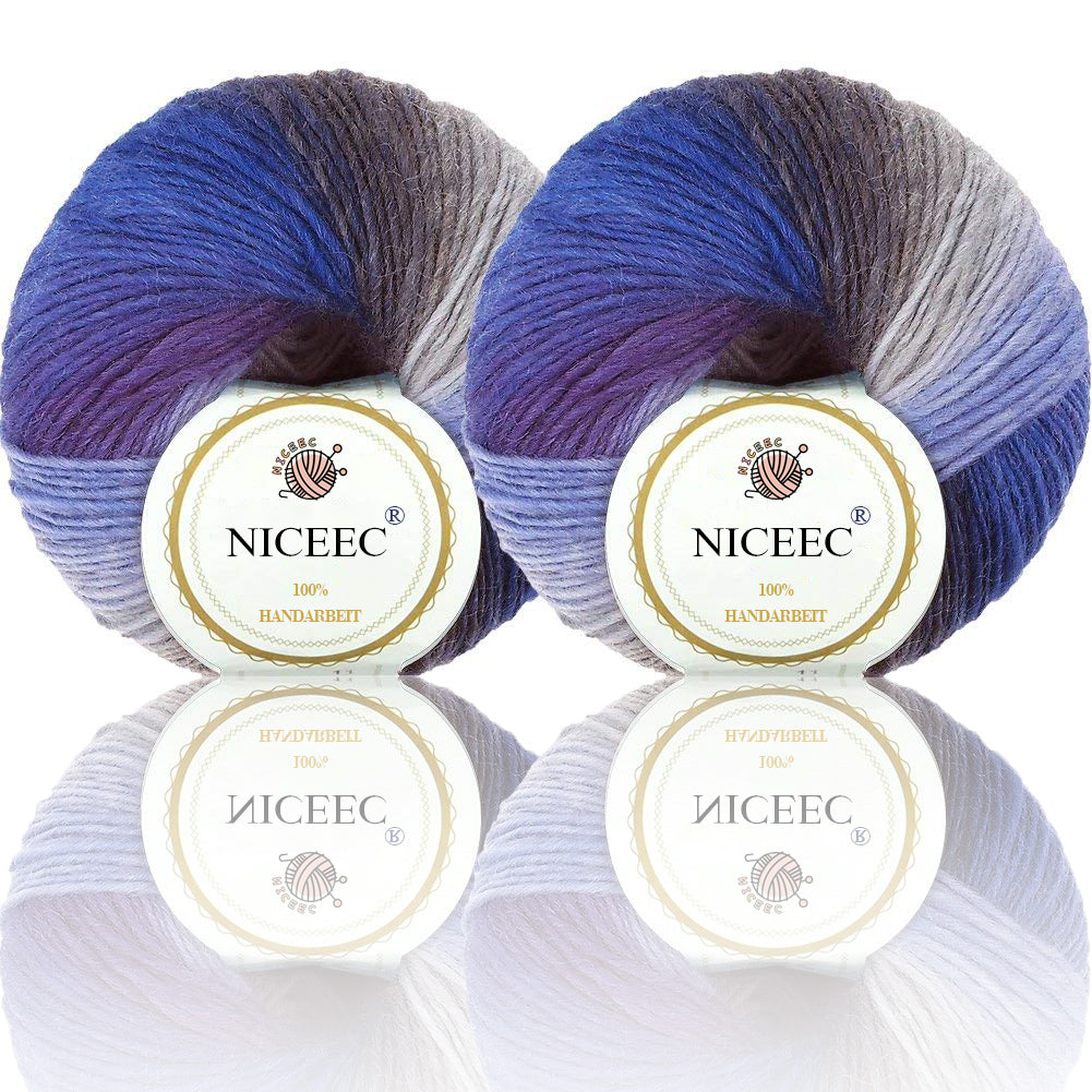 Rainbow Soft Yarn 100% Wool Gradient Multi Color Yarn for Crocheting Knit