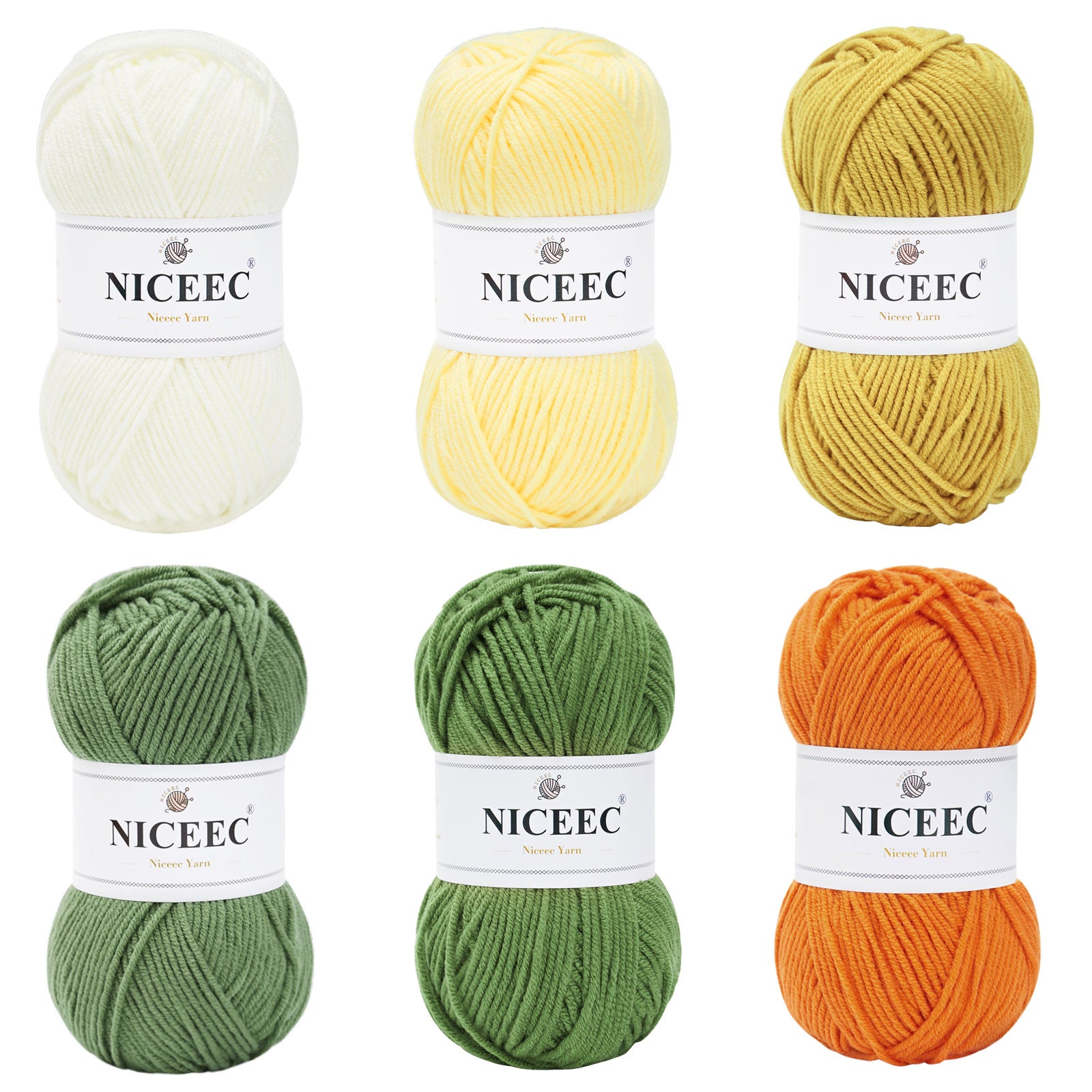 NICEEC 300g Soft Assorted Colors Yarn - Sport Weight,100% Acrylic, 4 Ply, Bonbons Yarn for Crochet & Knit, DIY Project Starter Kit for Kids or Adults(Total 870yds)