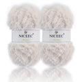 NICEEC 2 Skeins Super Soft Fur Yarn Chunky Fluffy Faux Fur Yarn Eyelash Yarn for Crochet Knit -Total Length 2×32m(2×35yds,50g×2)