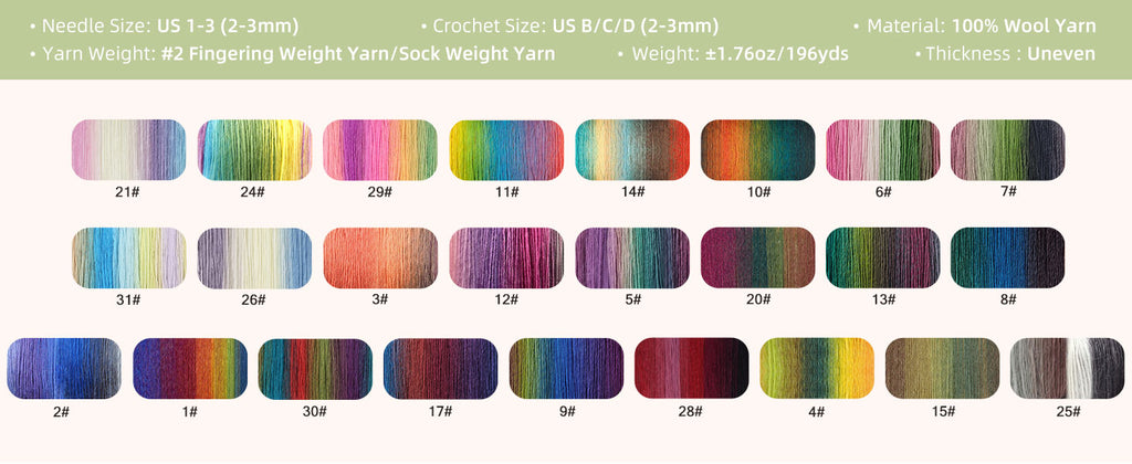 Rainbow Soft Yarn 100% Wool Gradient Multi Color Yarn for Crocheting Knit