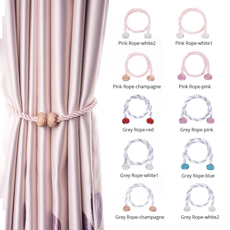 Diamond-Studded Magnetic Curtain Tiebacks Bling Crystal Decorative Drape Tie Backs