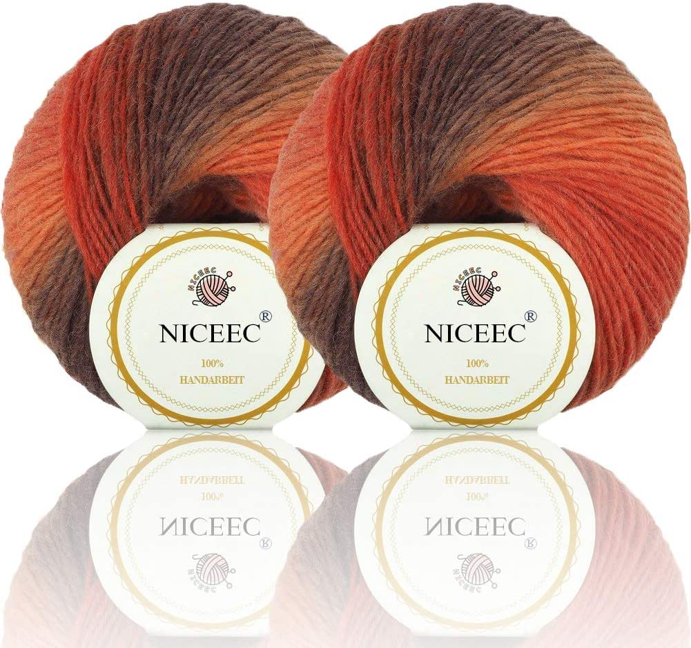 Rainbow Soft Yarn 100% Wool Gradient Multi Color Yarn for Crocheting Knit
